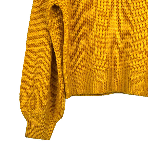 VERO MODA Sweater Womens Medium Mustard Yellow Pullover Sweater Balloon Sleeve - Picture 2 of 10